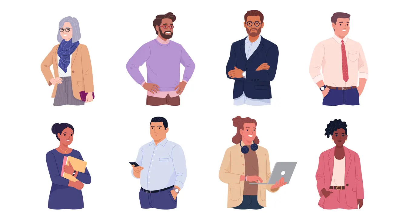 6 illustrations de personnes